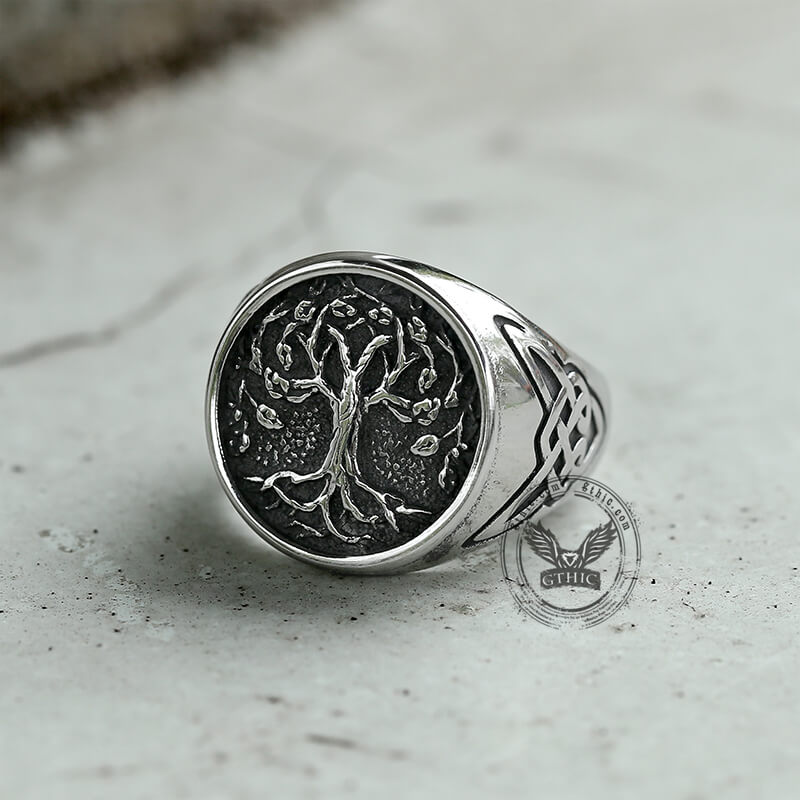 Celtic Knot Tree of Life Stainless Steel Viking Ring | Gthic.com