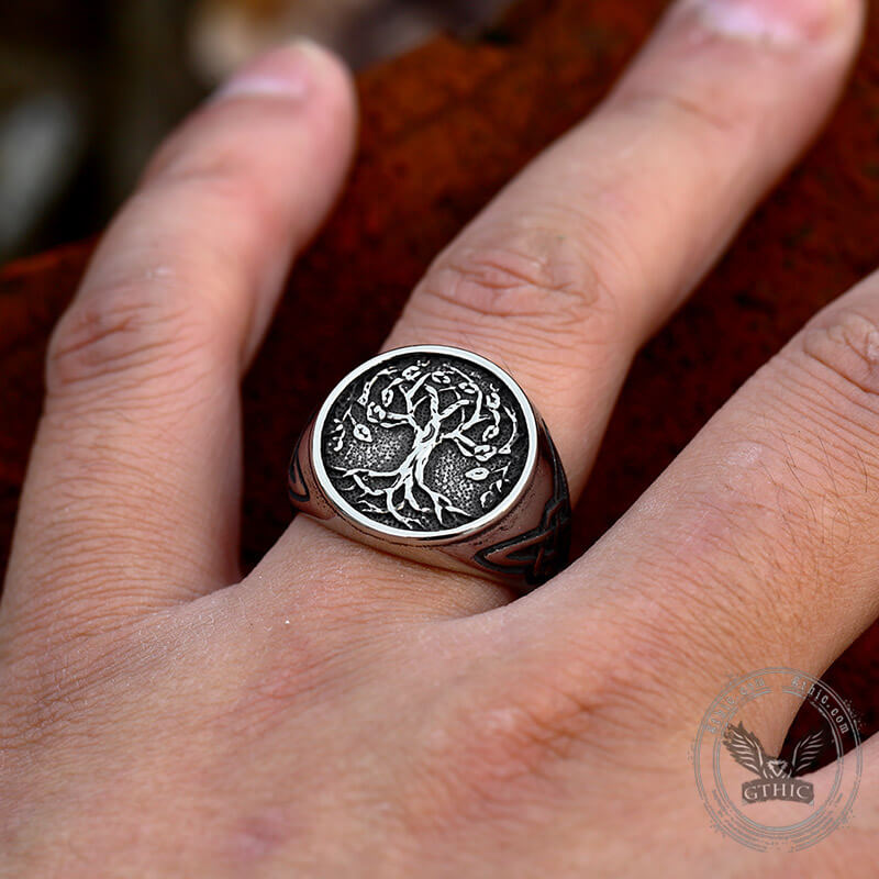 Celtic Knot Tree of Life Stainless Steel Viking Ring | Gthic.com