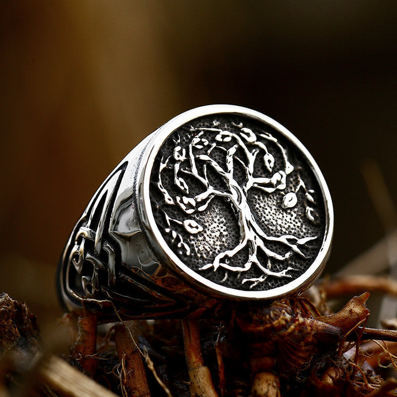 Celtic Knot Tree of Life Stainless Steel Viking Ring | Gthic.com