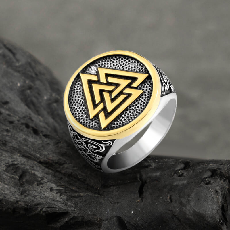 Celtic Knot Valknut Stainless Steel Viking Ring  | Gthic.com