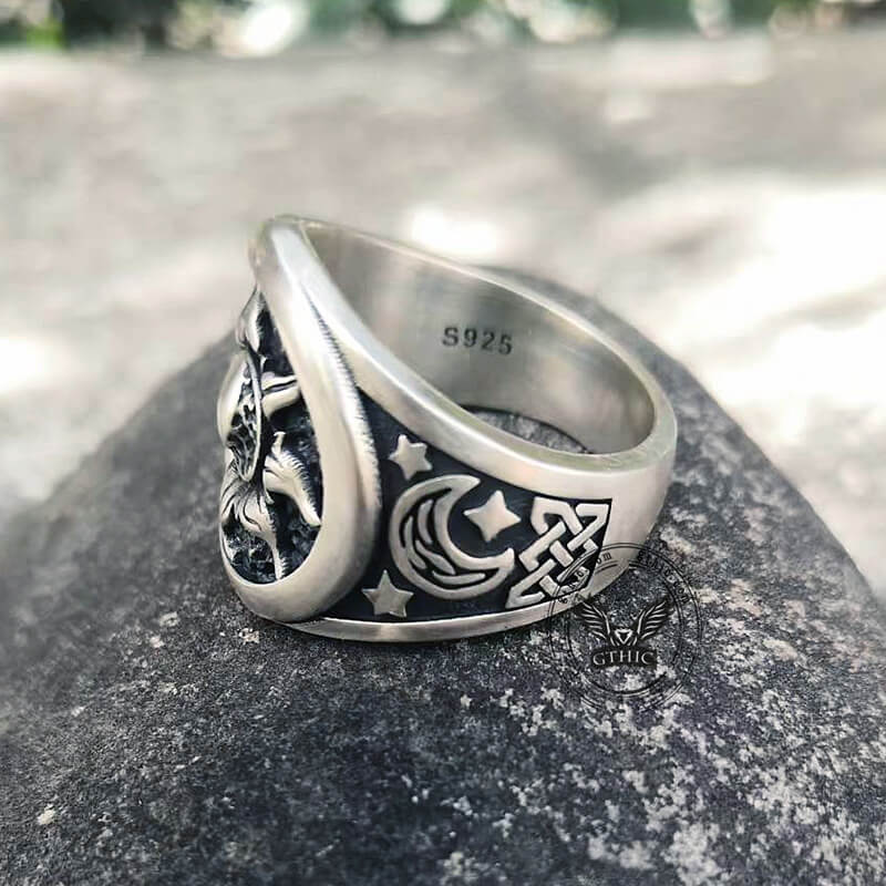 Celtic Sun And Moon Sterling Silver Ring | Gthic.com