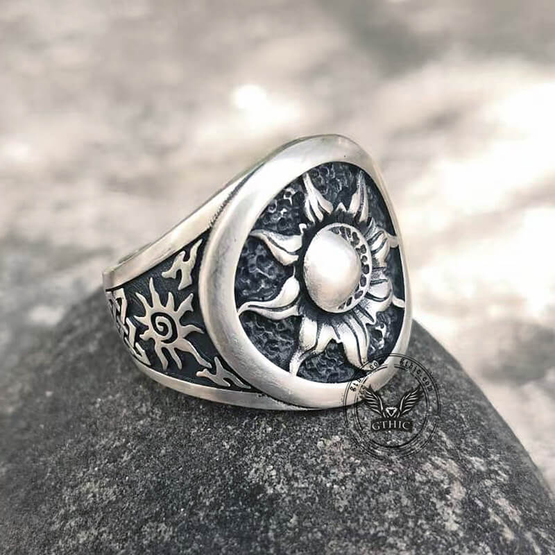 Celtic Sun And Moon Sterling Silver Ring | Gthic.com