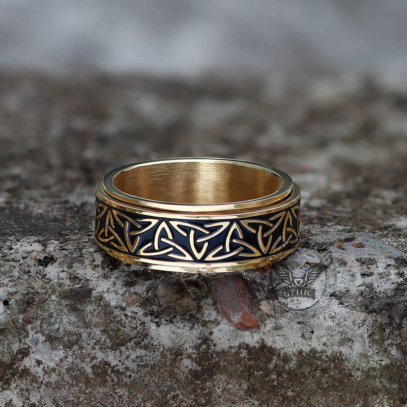 Celtic Triangle Knot Stainless Steel Viking Spinner Ring