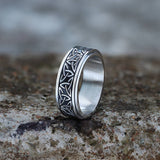 Celtic Triangle Knot Rotatable Stainless Steel Viking Ring silver 01| Gthic.com
