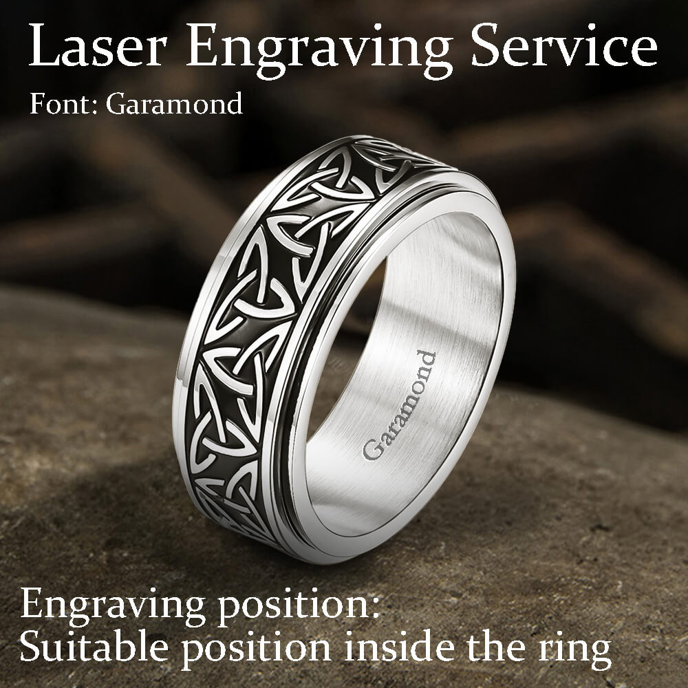 Celtic Triangle Knot Rotatable Stainless Steel Viking Ring | Gthic.com