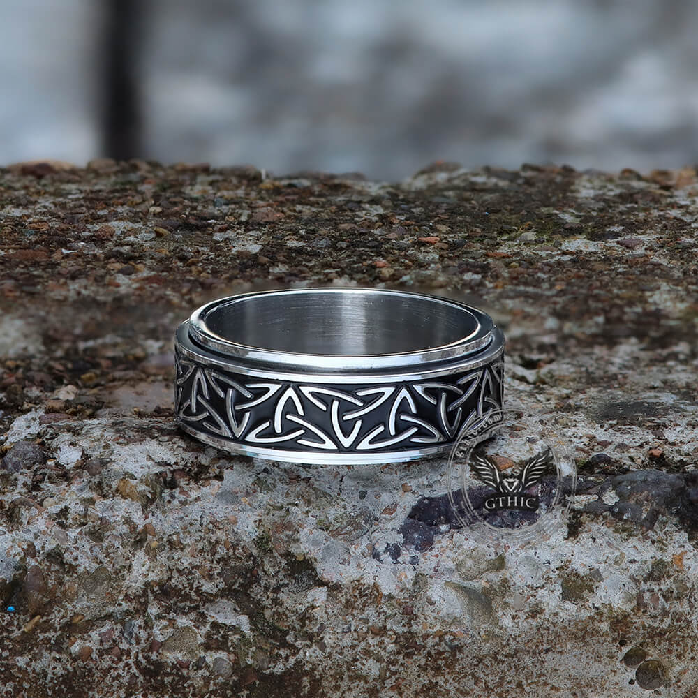 Celtic Triangle Knot Stainless Steel Viking Spinner Ring – GTHIC