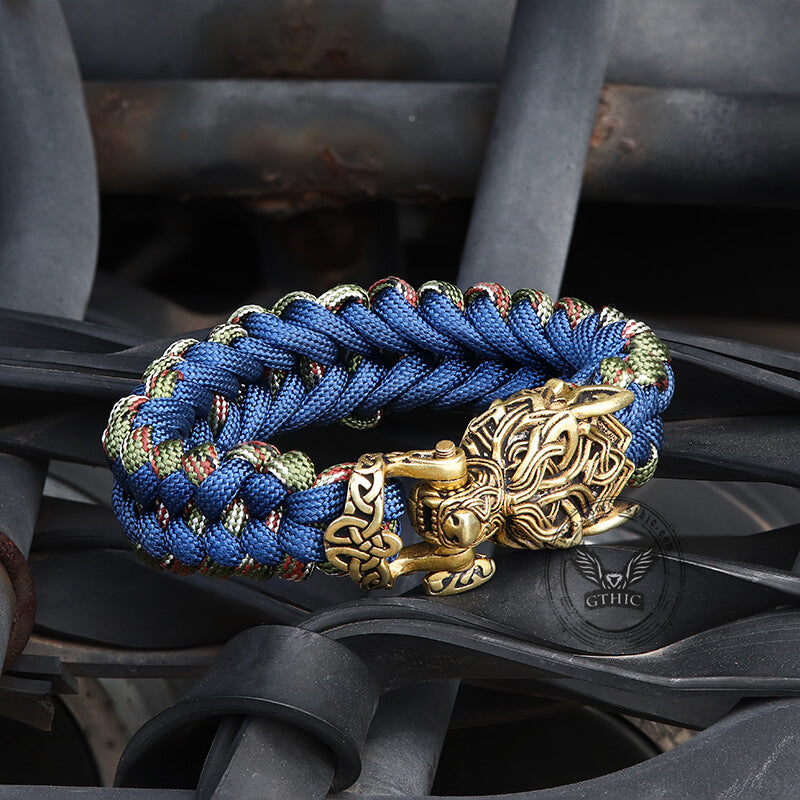 Celtic Wolf Brass Paracord Bracelet | Gthic.com