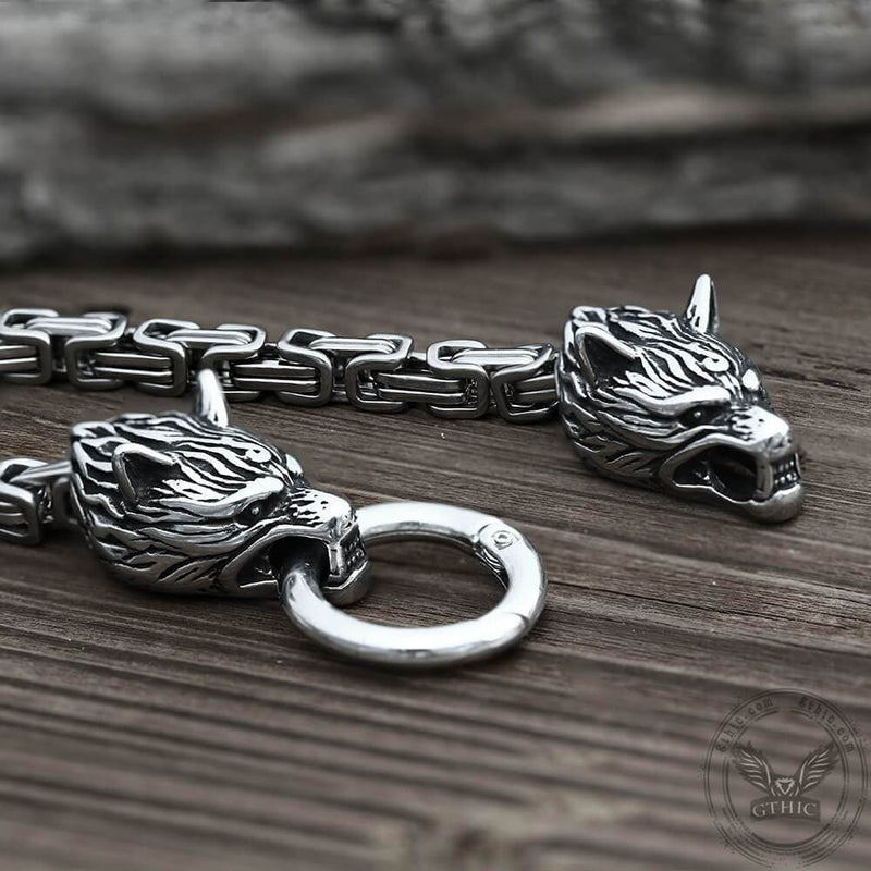 Hip Hop Fashion Double Wolf Head Bracelet for Men Personality Trend Braided  Viking Wolf Animal Bracelet Stainless Steel Jewelry