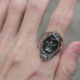 Vintage Grim Reaper Edelstahl Totenkopf Ring
