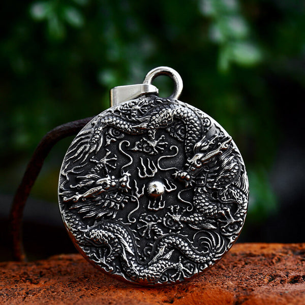 Chinese Dragon Amulet Stainless Steel Pendant | Gthic.com
