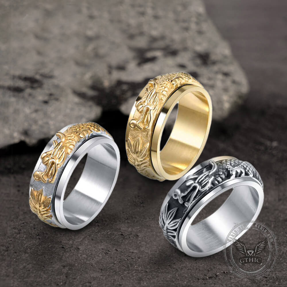 Chinese Dragon Stainless Steel Spinner Ring 02 | Gthic.com