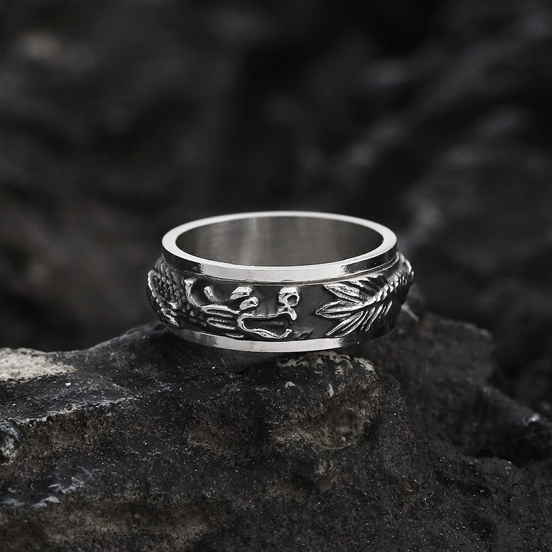 Chinese Dragon Stainless Steel Spinner Ring