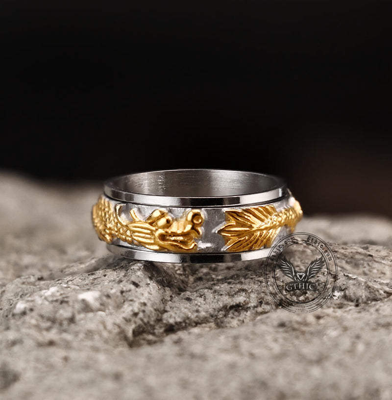 Chinese Dragon Stainless Steel Spinner Ring