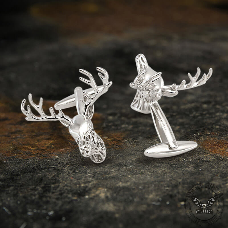 Christmas Reindeer Bullet Back Brass Cufflinks | Gthic.com