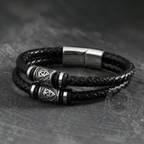 Classic Braided Stainless Steel Leather Bracelet04 | Gthic.com