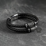 Classic Braided Stainless Steel Leather Bracelet05 | Gthic.com