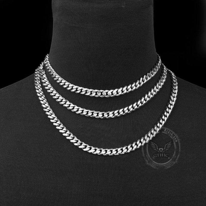 Classic Cuban Link Stainless Steel Chain Necklace 02 | Gthic.com