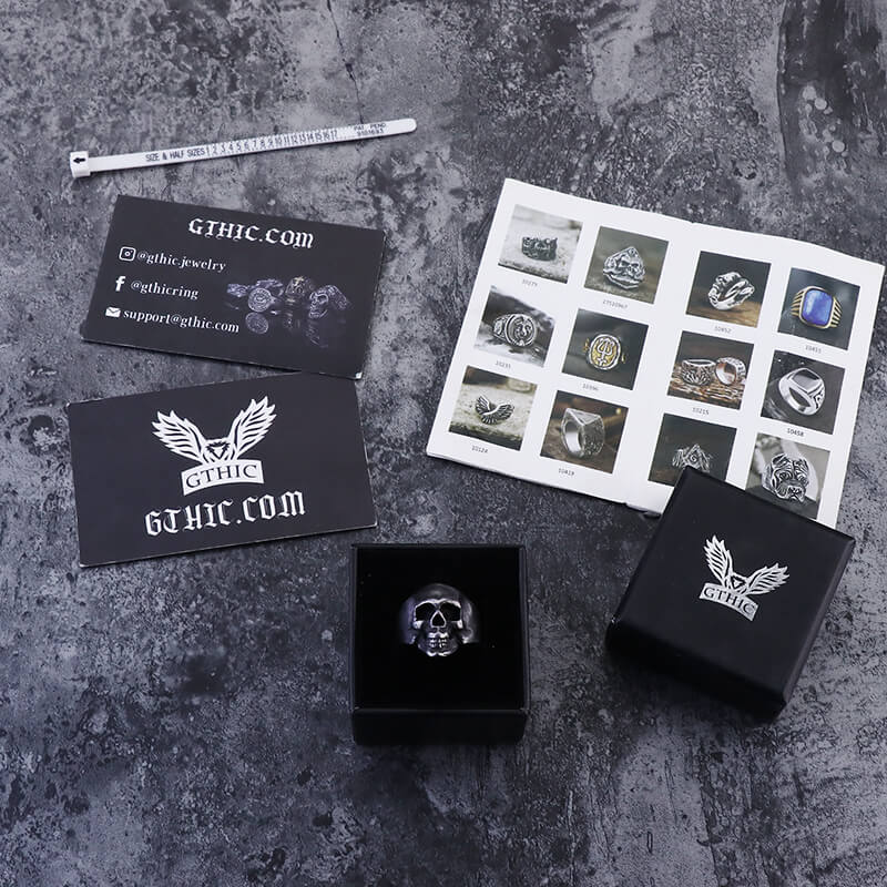 Anneau de tête de mort en acier inoxydable de locomotive classique