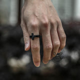 Classic Sideways Cross Stainless Steel Ring