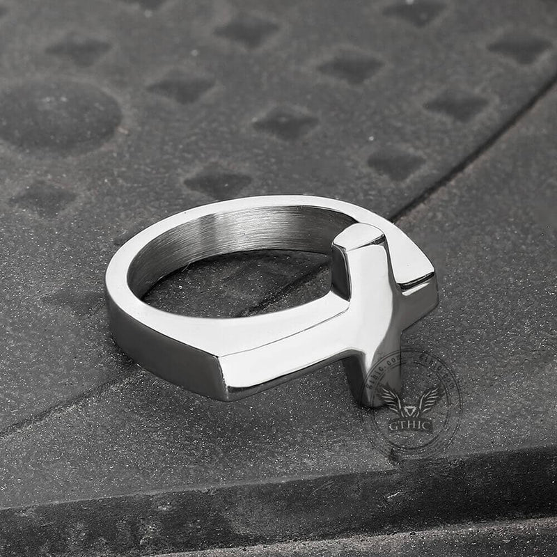 Classic Sideways Cross Stainless Steel Ring 03 silver | Gthic.com