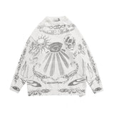 Classic Skull-print Loose Polyester Sweater | Gthic.com