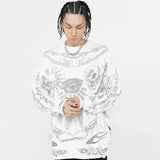 Classic Skull-print Loose Polyester Sweater | Gthic.com