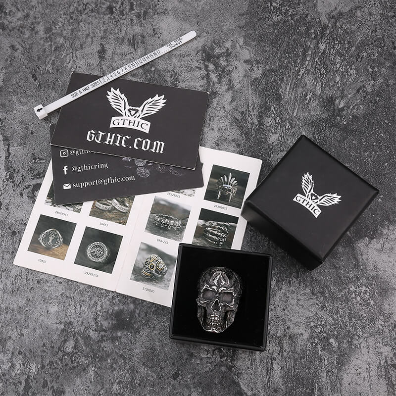 Anello in acciaio inossidabile con teschio classico