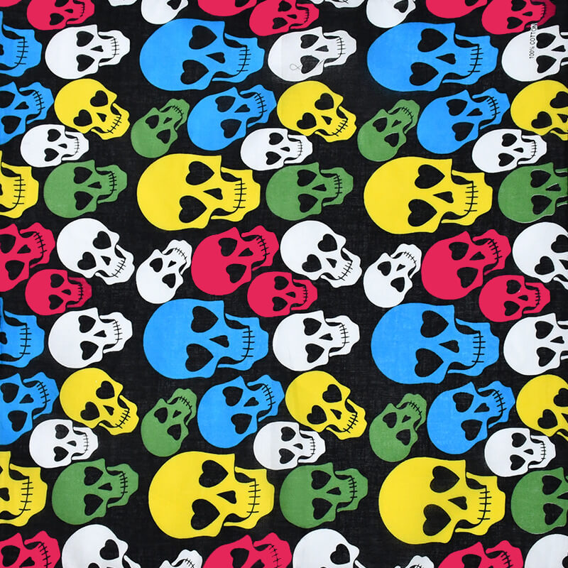 Classic Skulls Print Cotton Square Scarf | Gthic.com