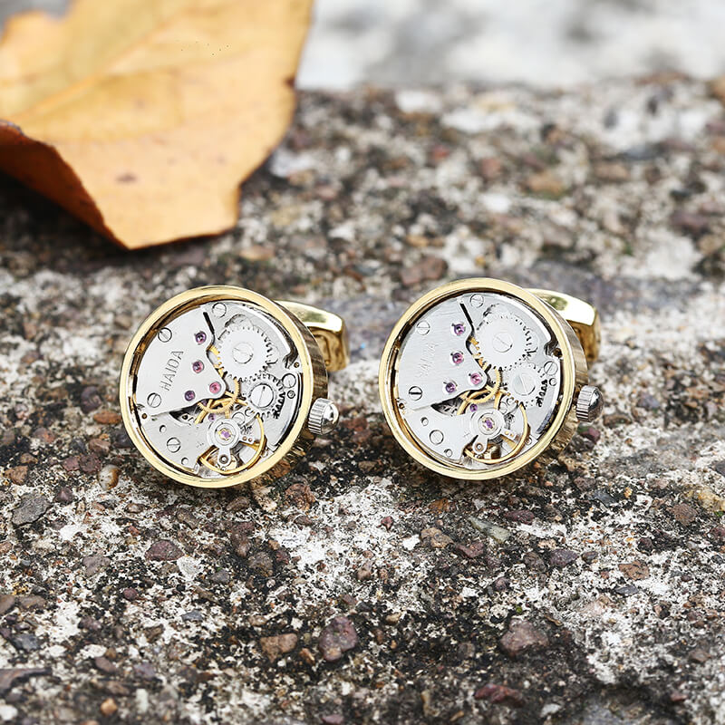 Clockwork Mechanical Watch Copper Cufflinks 01 | Gthic.com
