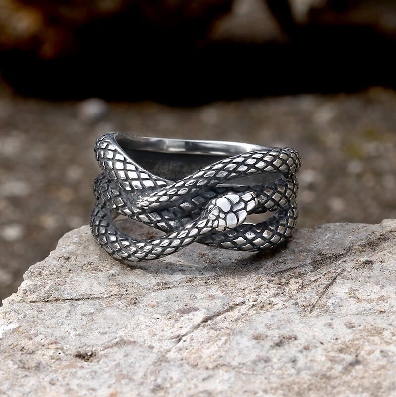 Cobra Twist Snake Stainless Steel Ring | Gthic.com
