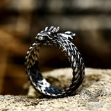 Coiled Dragon Stainless Steel Animal Ring 05A | Gthic.com