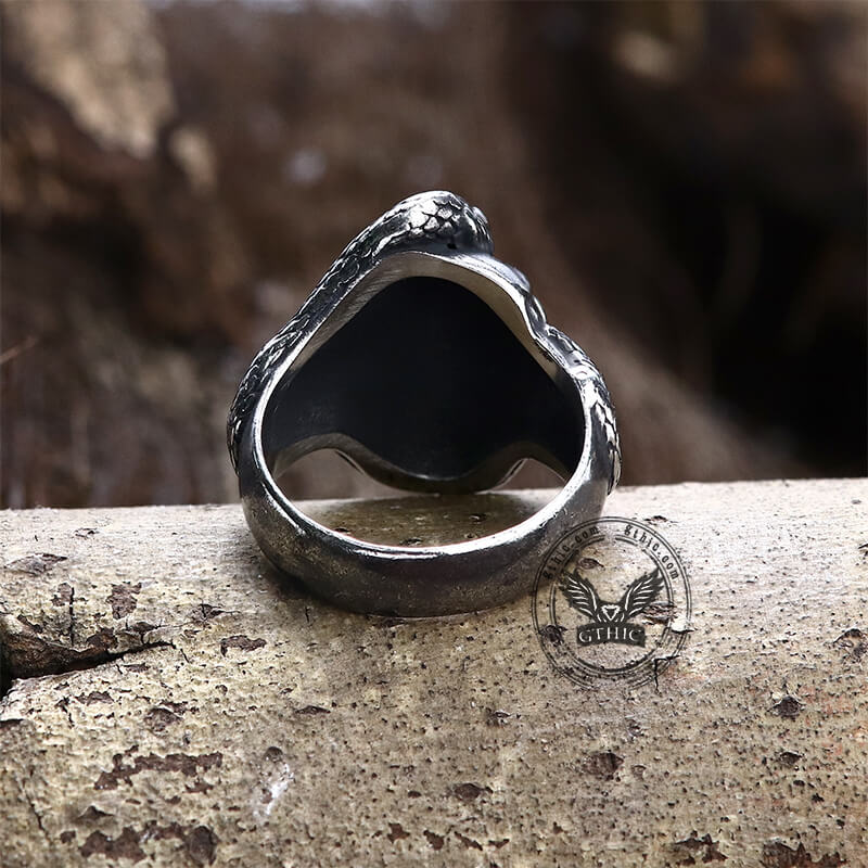 Coiled Snake Skull Stainless Steel Ring | Gthic.com