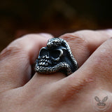 Coiled Snake Skull Stainless Steel Ring