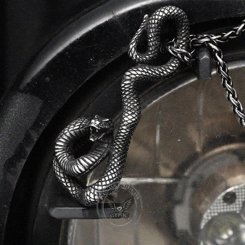 Coiled Snake Stainless Steel Pendant | Gthic.com