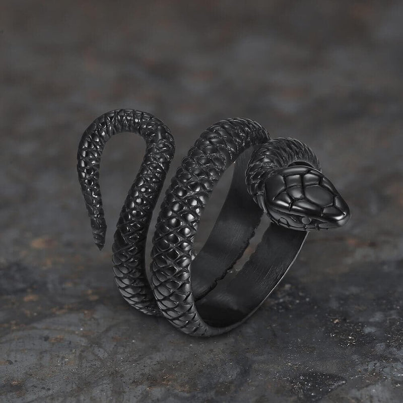 Coiled Snake Stainless Steel Ring 07 | Gthic.com