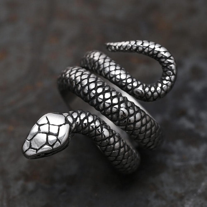 Coiled Snake Stainless Steel Ring 04 | Gthic.com