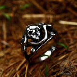 Coiled Snake Stainless Steel Skull Ring | Gthic.com