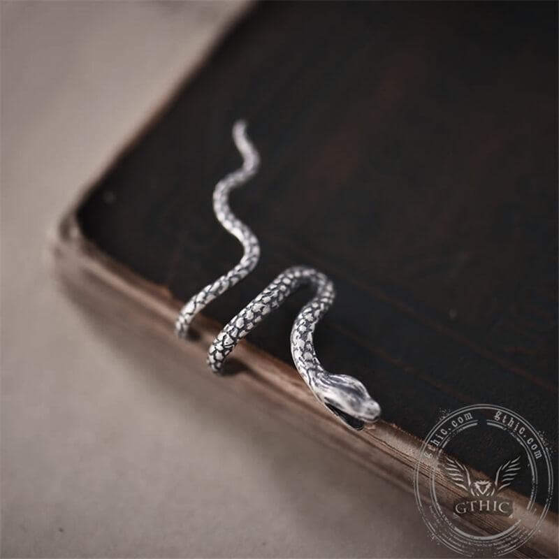 Coiled Snake Sterling Silver Ear Cuffs