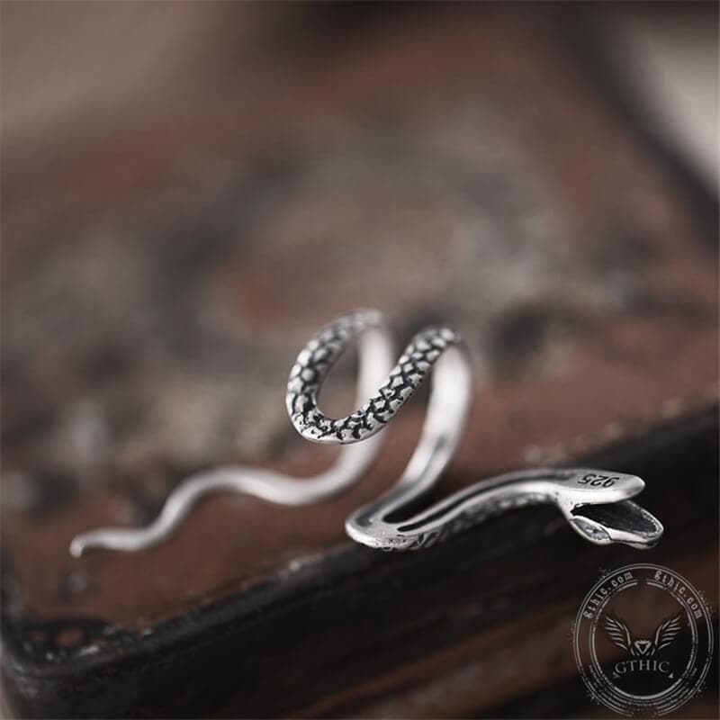 Coiled Snake Sterling Silver Ear Cuffs 04 | Gthic.com