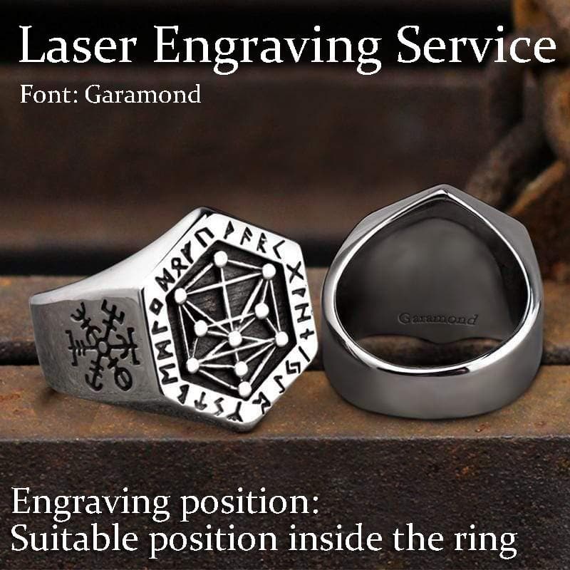 Valknut Compass Stainless Steel Viking Ring