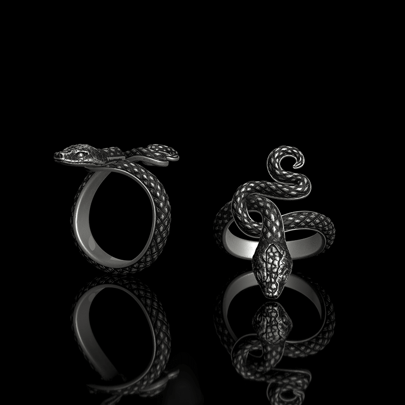 Covetous Silver Serpent Sterling Silver Ring | Gthic.com