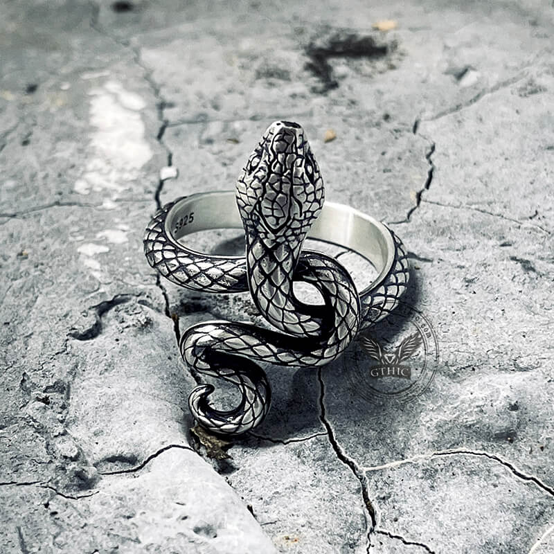 Covetous Silver Serpent Sterling Silver Ring | Gthic.com