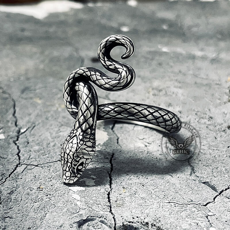 Covetous Silver Serpent Sterling Silver Ring | Gthic.com