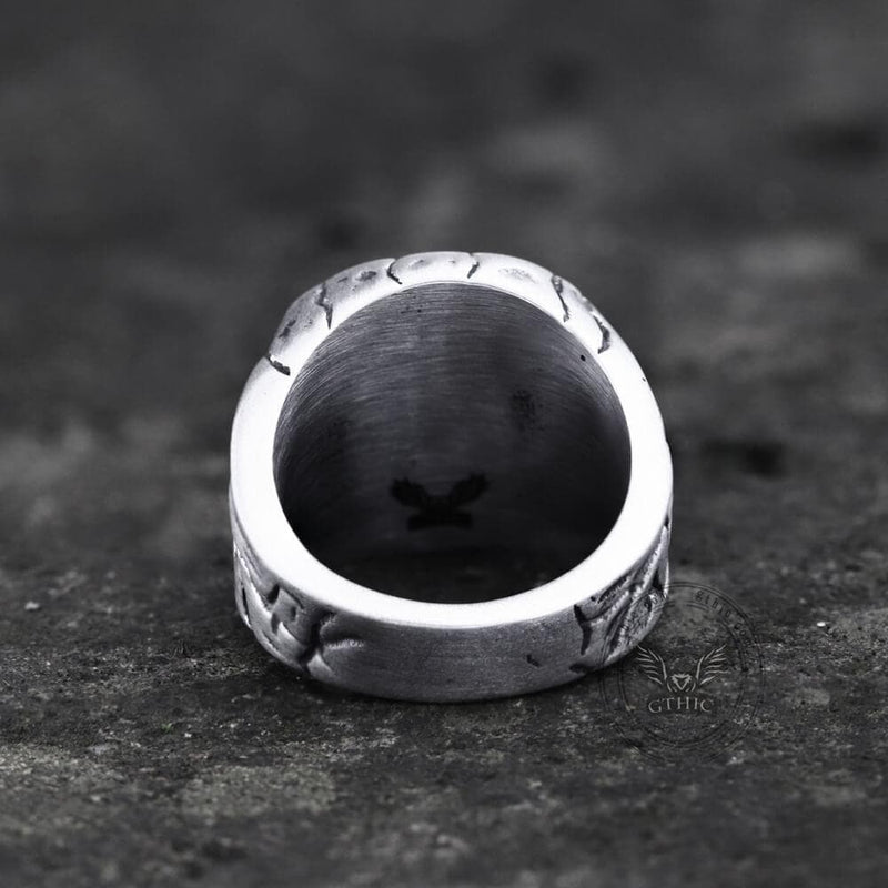 Cracked Stone Texture Stainless Steel Ring