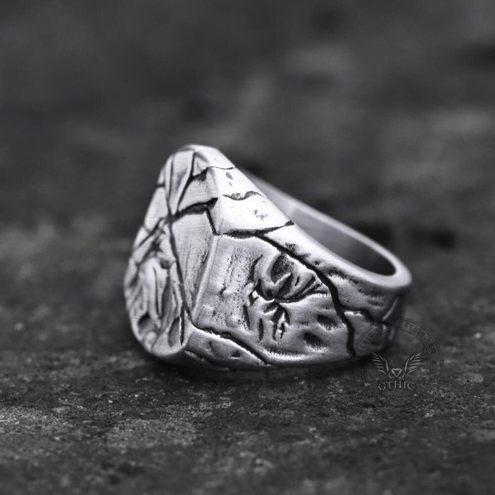 Cracked Stone Texture Stainless Steel Ring – GTHIC