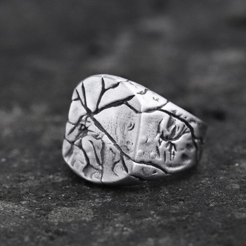 Cracked Stone Texture Stainless Steel Ring 01 | Gthic.com
