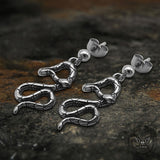 Crawling Snake Stainless Steel Animal Stud Earrings03 | Gthic.com