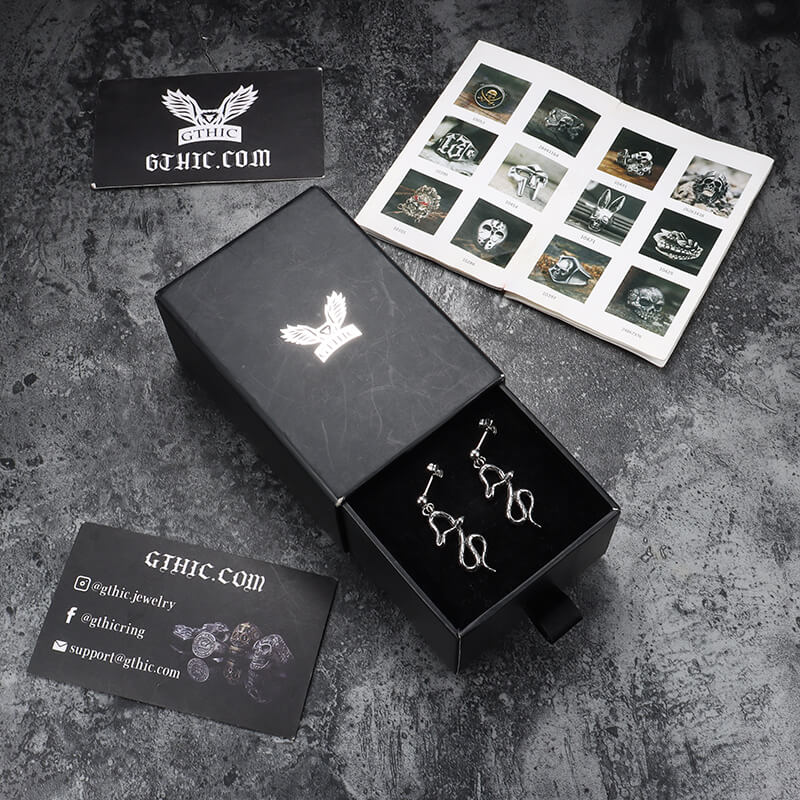 Crawling Snake Stainless Steel Animal Stud Earrings