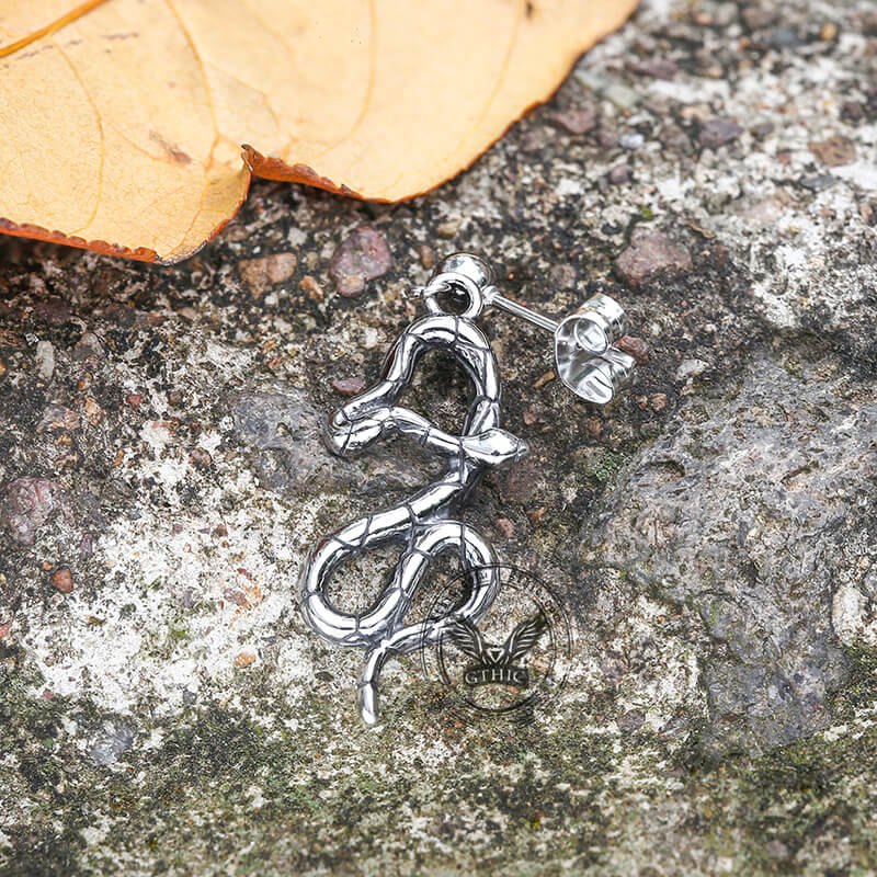 Crawling Snake Stainless Steel Animal Stud Earrings