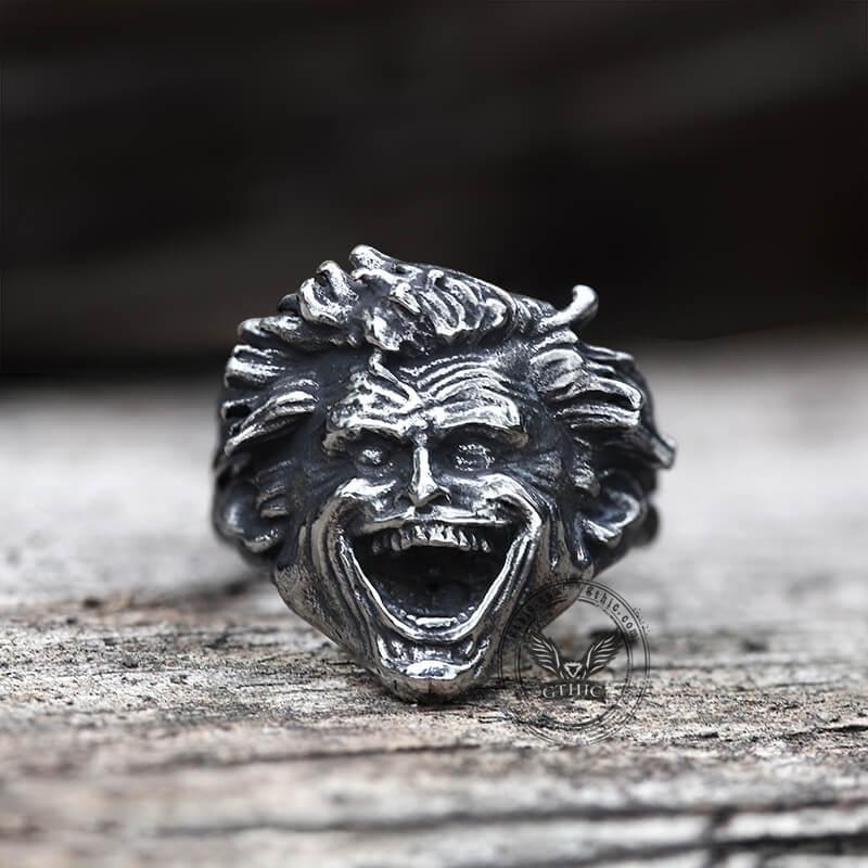 Crazy Clown Stainless Steel Ring | Gthic.com